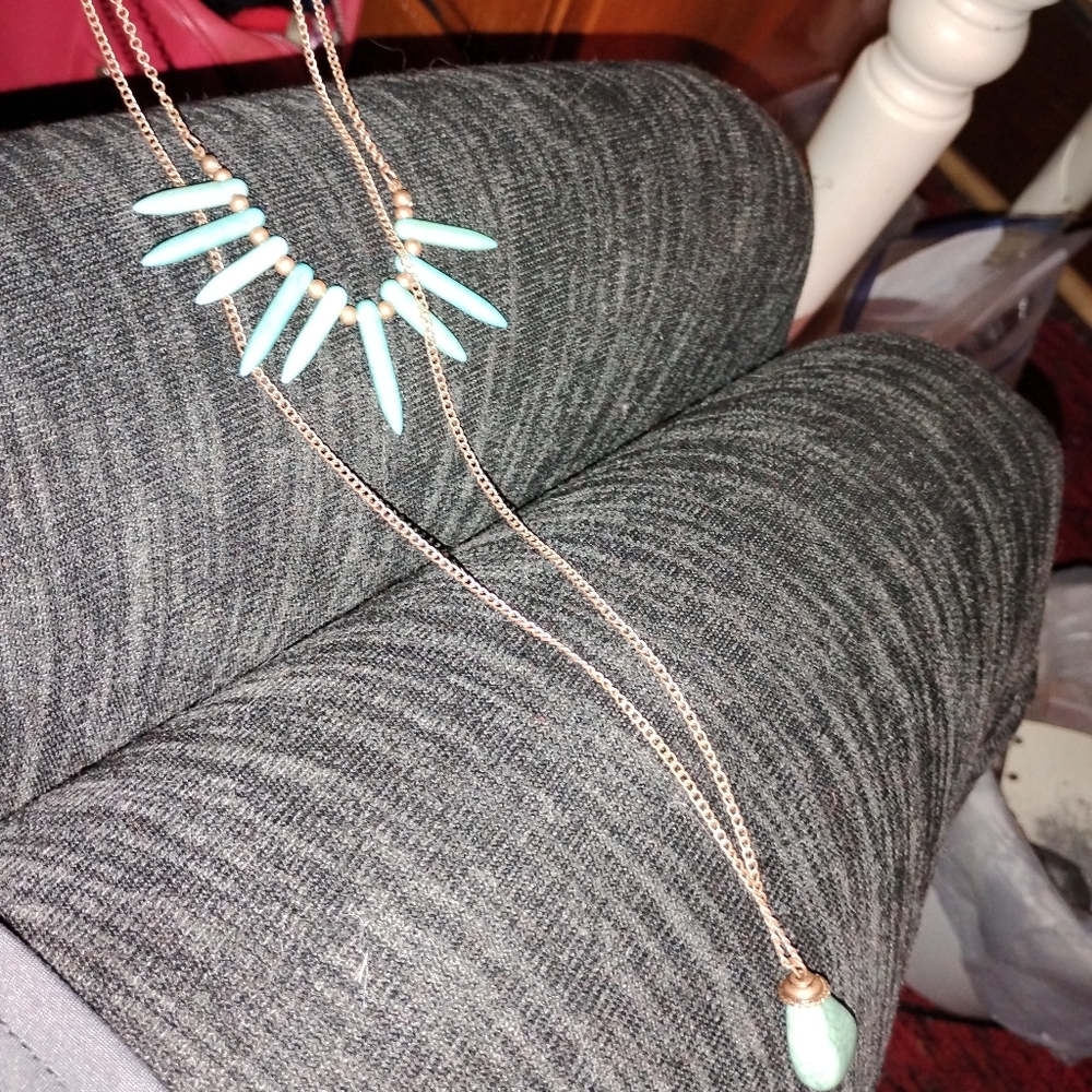 Chic Turquoise Spike Necklace Set